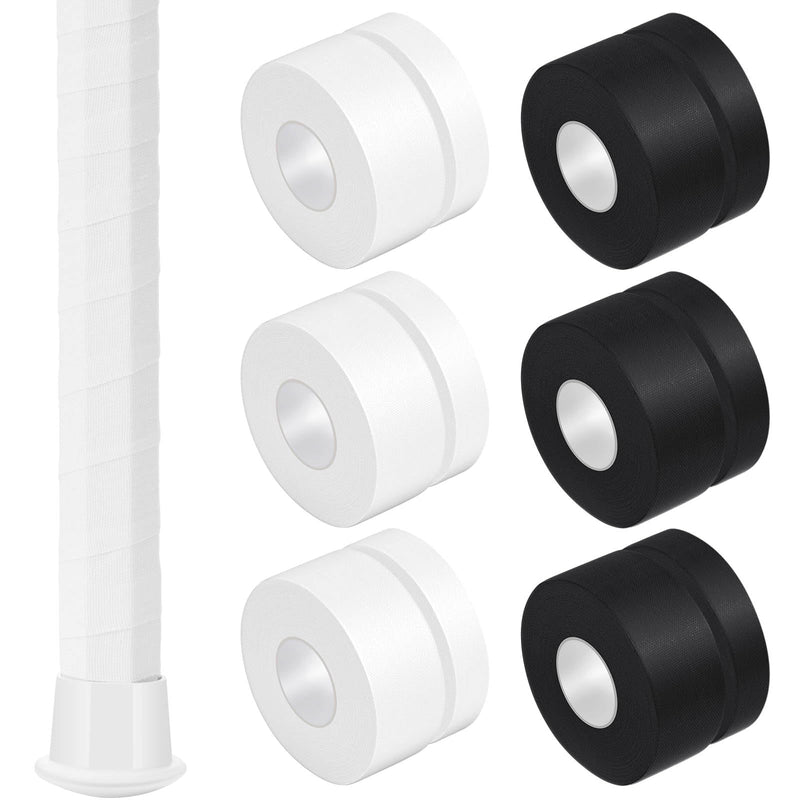 30 ft Lacrosse Stick Tape 1 Inch 1/2 Inch Non-precut Cotton Sweat Absorbent Bat Grip Tape for Lacrosse Baseball Bats Black, White 12 - BeesActive Australia