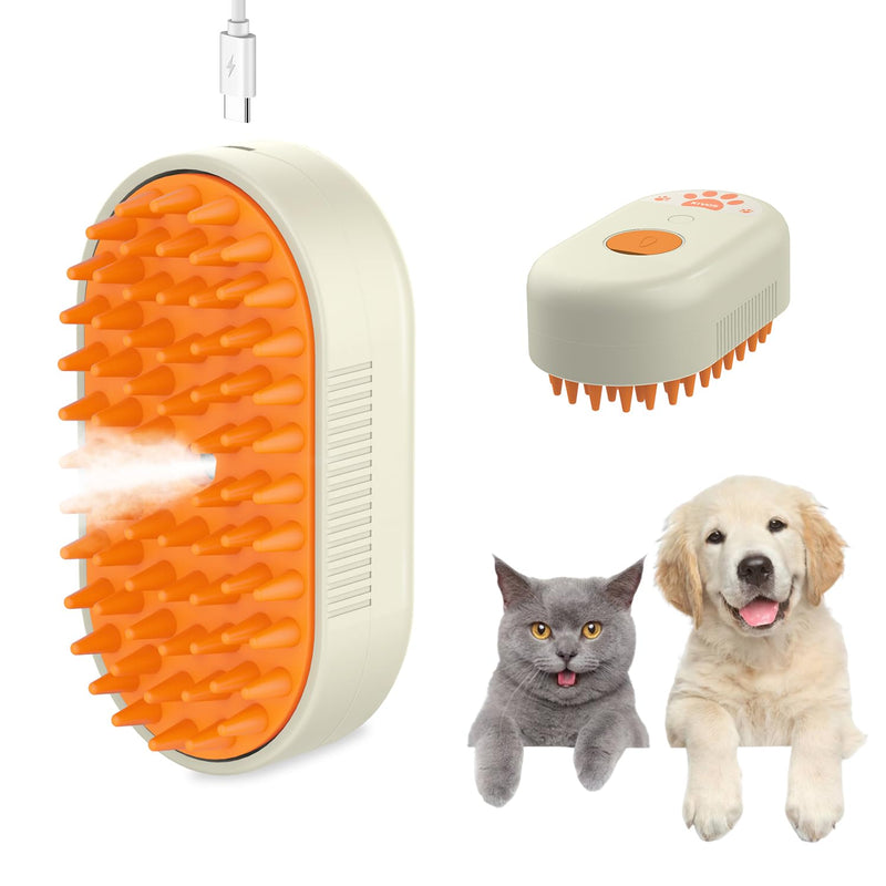 Dog Steam Brush,3 in 1 Cat Steam Brush,Steam Cat Brush,Silicone Massage Grooming Pet Steam Brush for Cats Dogs,Rechargeable Cat Steam Brush for Shedding,Tangled And Hair Loss Remover Cat Brush. - BeesActive Australia