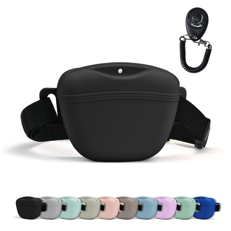 AUDWUD Upgraded Version of Silicone Treat Bag,Tighter Sealing to Prevent Food from Falling out While Walking;Comes with a Belt for Convenient Wearing;also Includes a Training Clicker 1 Pack Dark Grey - BeesActive Australia