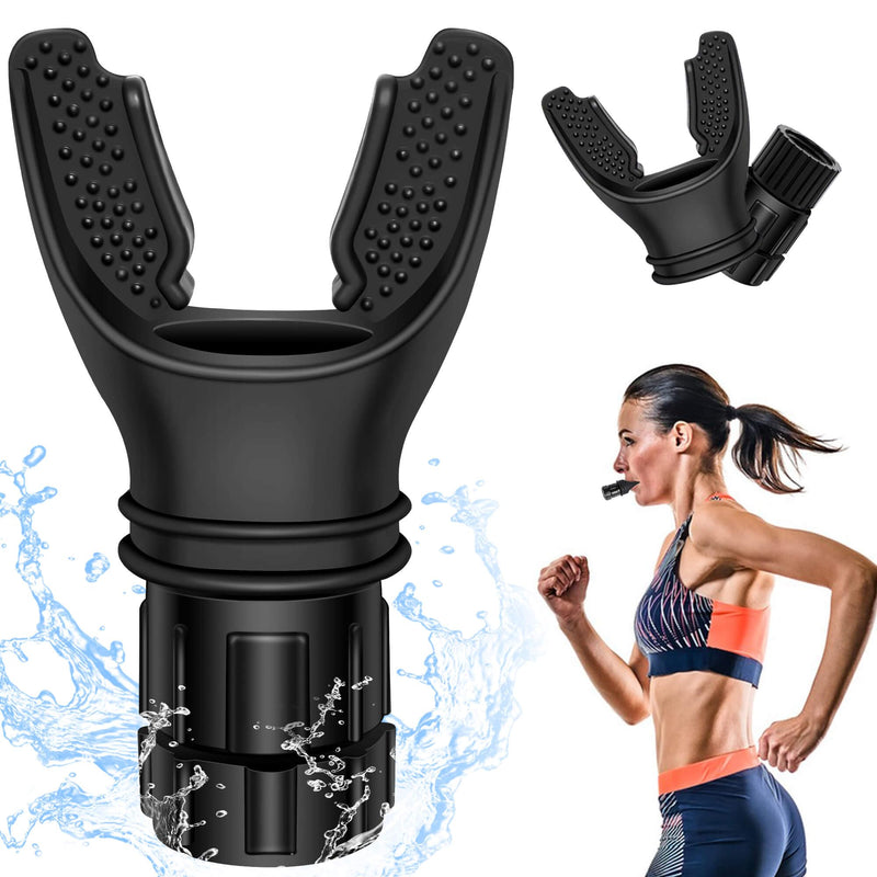 Breathing Exercise Device, Portable Breathing Trainer with Adjustable Resistance for Oral and Muscular Exercise, The Breather Respiratory Muscle Trainer, Easy to Clean (Black) Black - BeesActive Australia