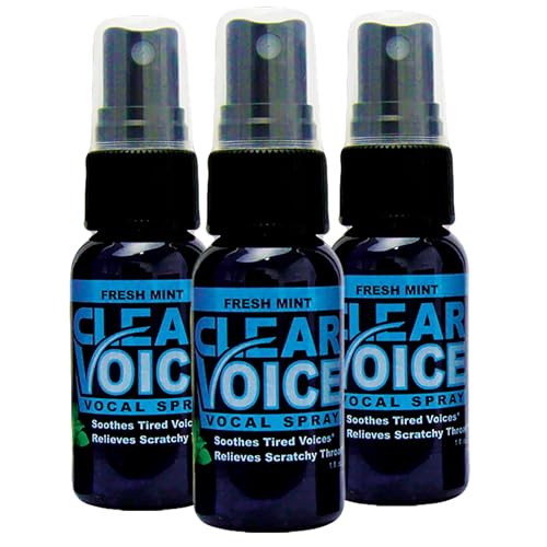 Clear Voice Vocal Throat Spray - Singing Ease & Voice Clarity, Fast Acting Herbal Oral Remedy for Singers, Speakers, Performers - Soothing Dampener, Moisturizer Relief, USA Made (Fresh Mint, 3 Pack) Fresh Mint 1 Fl Oz (Pack of 3)