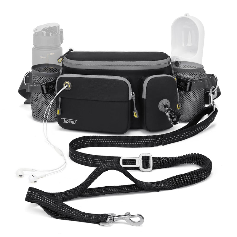 TUDEQU TUDEQU 4-in-1 Dog Walking Belt with Large Fanny Pack, Dog Fanny Pack, Hands Free Dog Leash Leash for Large Dogs That Pull Training Jogging Hiking BLACK - BeesActive Australia
