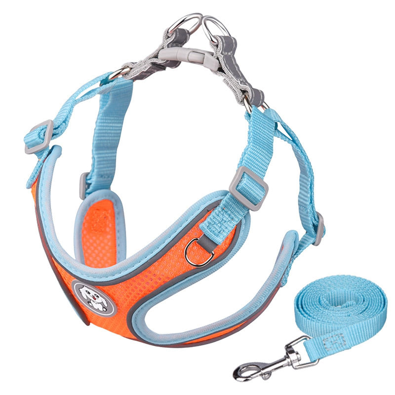 Adjustable No-Pull Dog Cat Harness Leash Set- Reflective Comfortable Control Vest Set- Soft Mesh Step-in Dog Cat Harness Leash,Orange,XXS XXS:Neck 13-15",Chest 14-17" Orange - BeesActive Australia