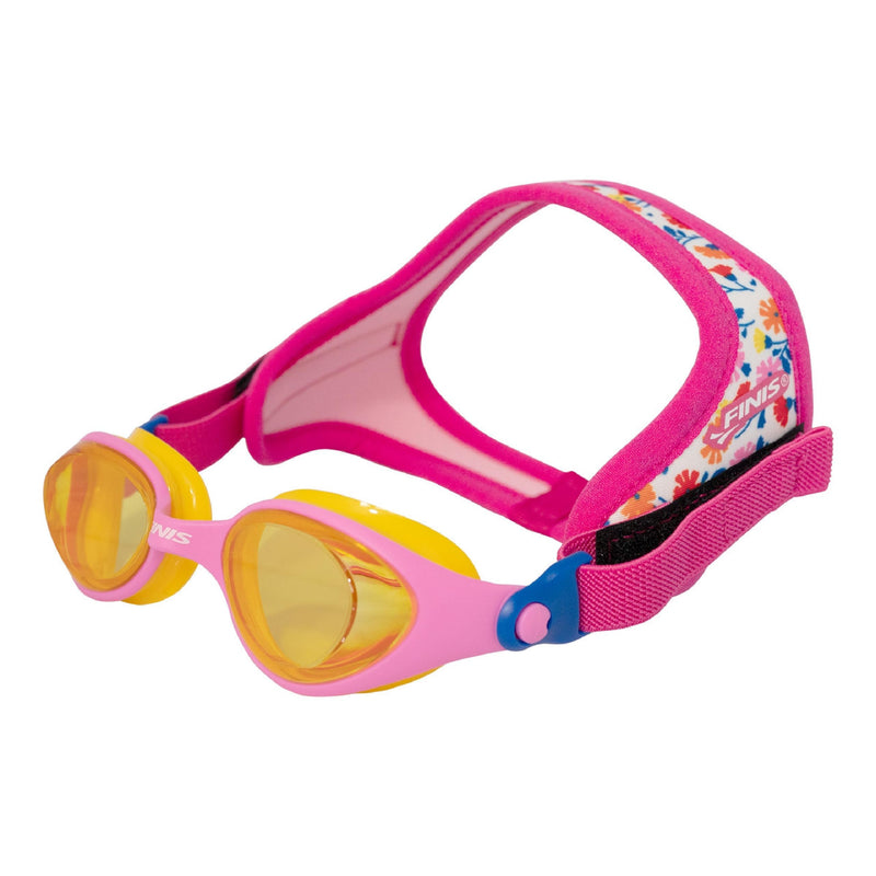FINIS DragonFly Kids Swim Goggles - Ages 3-8 - UV Protection - Floating Neoprene Strap - Soft Silicone Fit - Flower Power - BeesActive Australia