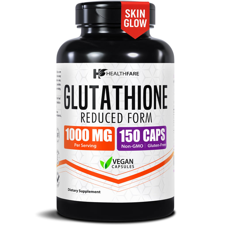 Glutathione Supplement 1000mg | Reduced GSH Antioxidant | 98%+ Highly Purified | 150 Vegan Capsules | Immune & Detox Support | Non-GMO, Gluten-Free | Made in USA 150 Count (Pack of 1)