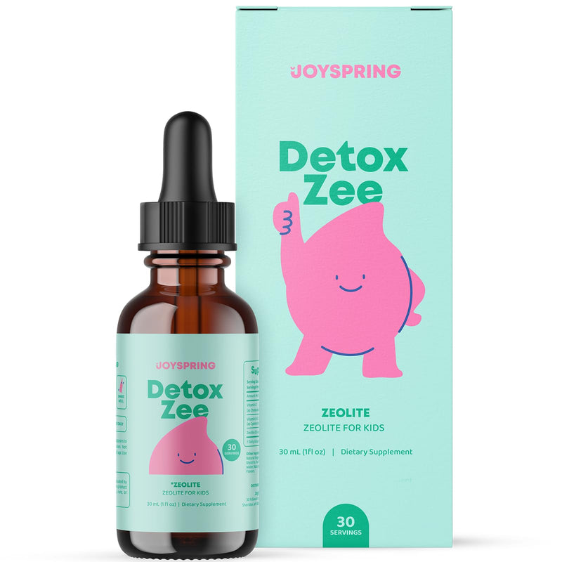 JoySpring DetoxZee Kids Metal Detox Zeolite Drops, 30 Servings, 3+ | Clinoptilolite mineral with Vitamin D3 and B12, supports gut and daily wellness, sugar-free, no pills, mixes into any drink 1 Fl Oz (Pack of 1)