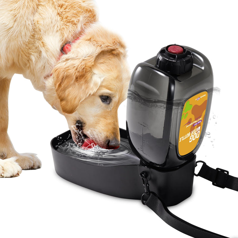 Dog Water Bottle with Bowl, 45oz Portable Dog Water Dispenser for Walking, Foldable Travel Dog Water Bowl for Puppy, Small, Medium & Large Dogs, Leak Proof, Food Grade Plastic, Easy to Clean - BeesActive Australia