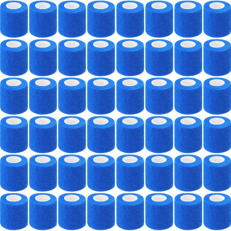 Treela 48 Pack Self Adhesive Wrap Bandage Bulk, 2 Inches x 5 Yards Self Adherent Cohesive Bandage Elastic Athletic Tape Breathable Wound Tape for Stretch Athletic Sports Wrist Ankle(Blue) Blue 2 Inch X 5 Yards - BeesActive Australia
