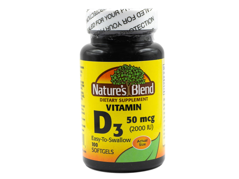 Nature's Blend Vitamin D3 50 MCG (2000 IU) Easy-to-Swallow, 100 SOFTGELS