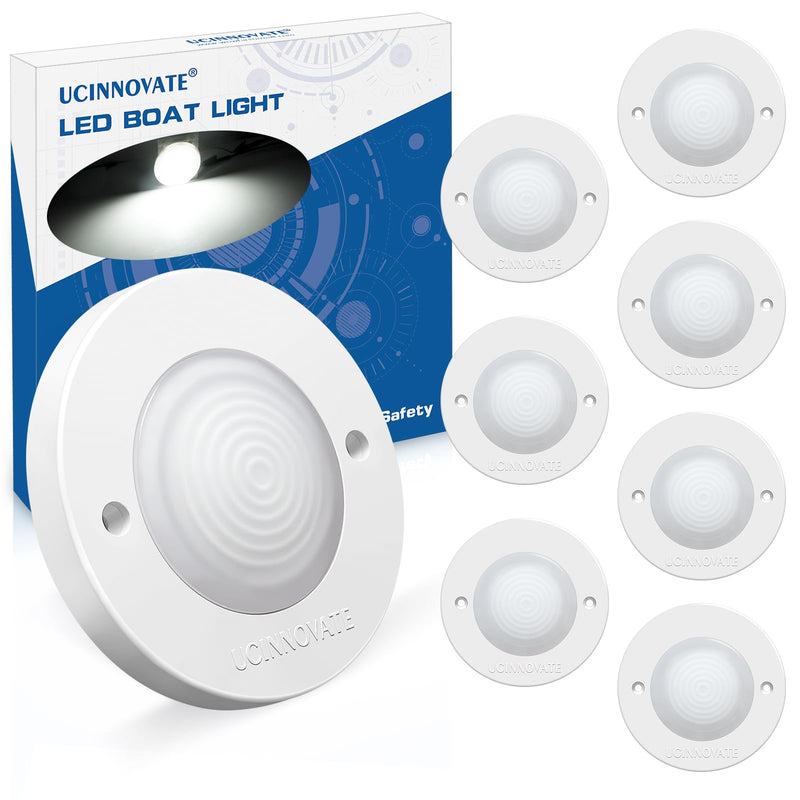 8Pcs 3.15”Round LED Marine Boat Light, 18 LEDs Boats Deck Courtesy Lights, Boat Interior Light, Transom Mount Lighting, IP65 Waterproof, Boats LED Stern Lights, Night Fishing Lighting, 12-24V, (White) 8PCS-3.15INCH White (White housing) - BeesActive Australia