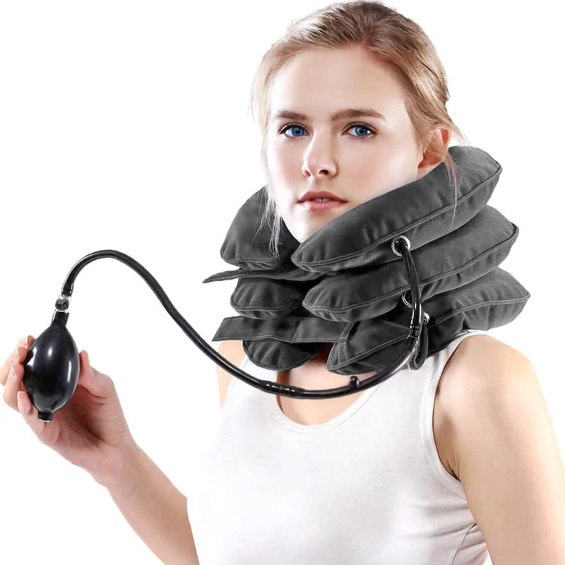 Neck Stretcher for Neck Pain Relief, Cervical Neck Traction Device, Neck Traction Device for Home Use, Neck Decompression Devices, Inflatable Stretcher, Neck Decompression(Gray) Grey - BeesActive Australia
