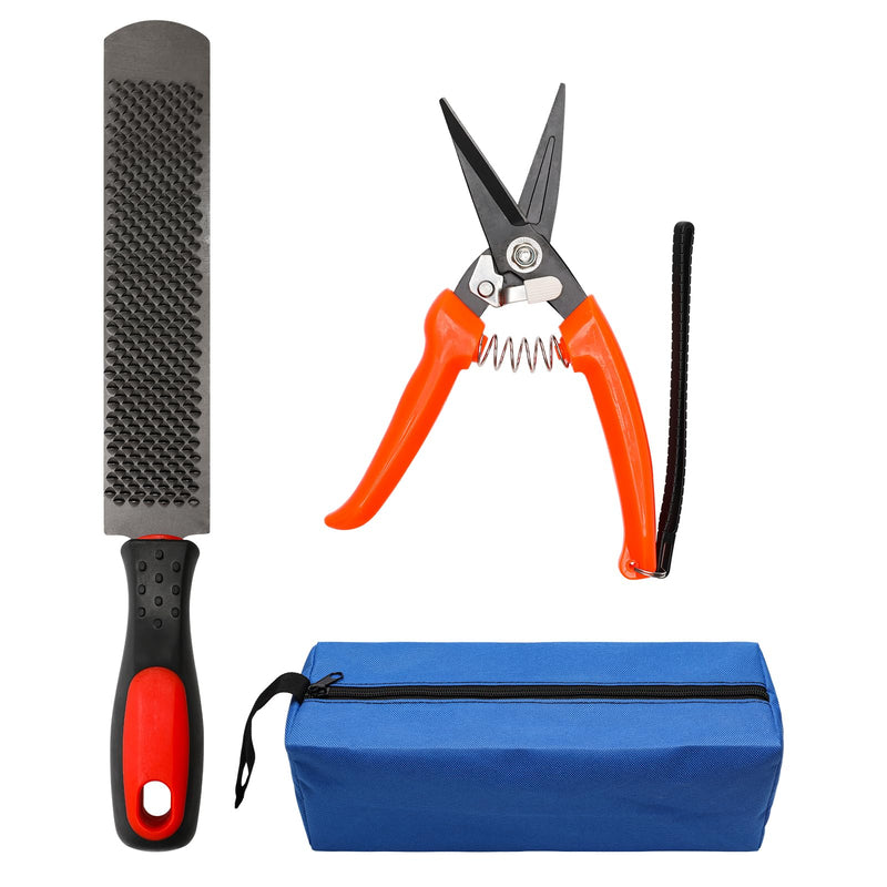 8 inch Farrier Tool Kit, Coldairsoap 3PCS Goat Hoof Trimmers with 1PCS Metal Shears, 1PCS Double-Side Long Handle Rasp, 1PCS Blue Storage Bag, Hoof Rasp File for Goat Sheep, Alpaca, Lamb, Pig - BeesActive Australia