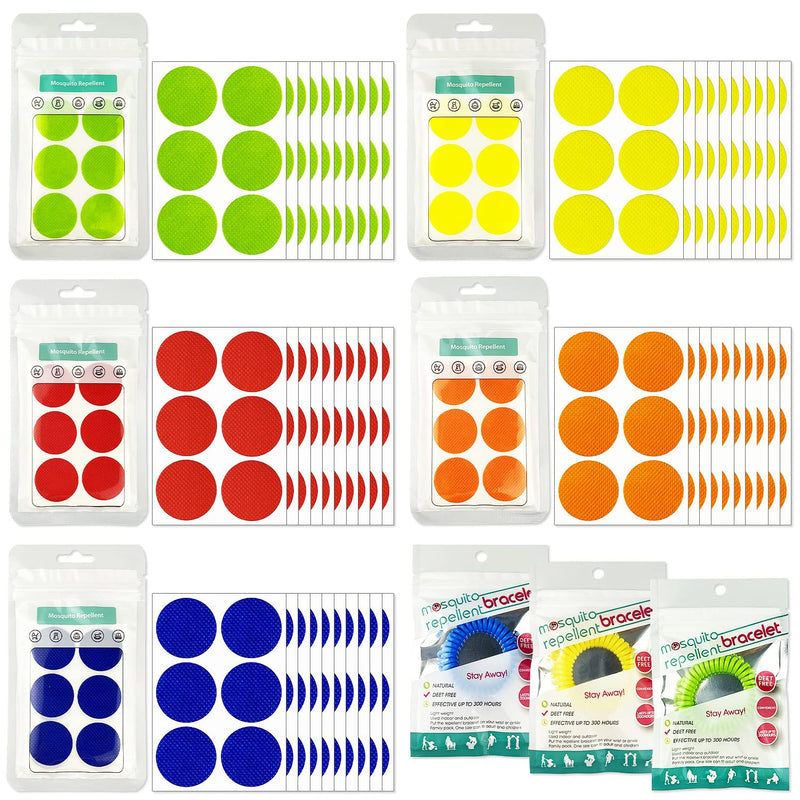 Mosquito Repellent Stickers 300 Pcs, DEET Free Mosquito Patches with 3 Pack Individually Wrapped Mosquito Repellent Bracelets for Kids and Adults Indoor Outdoor - BeesActive Australia