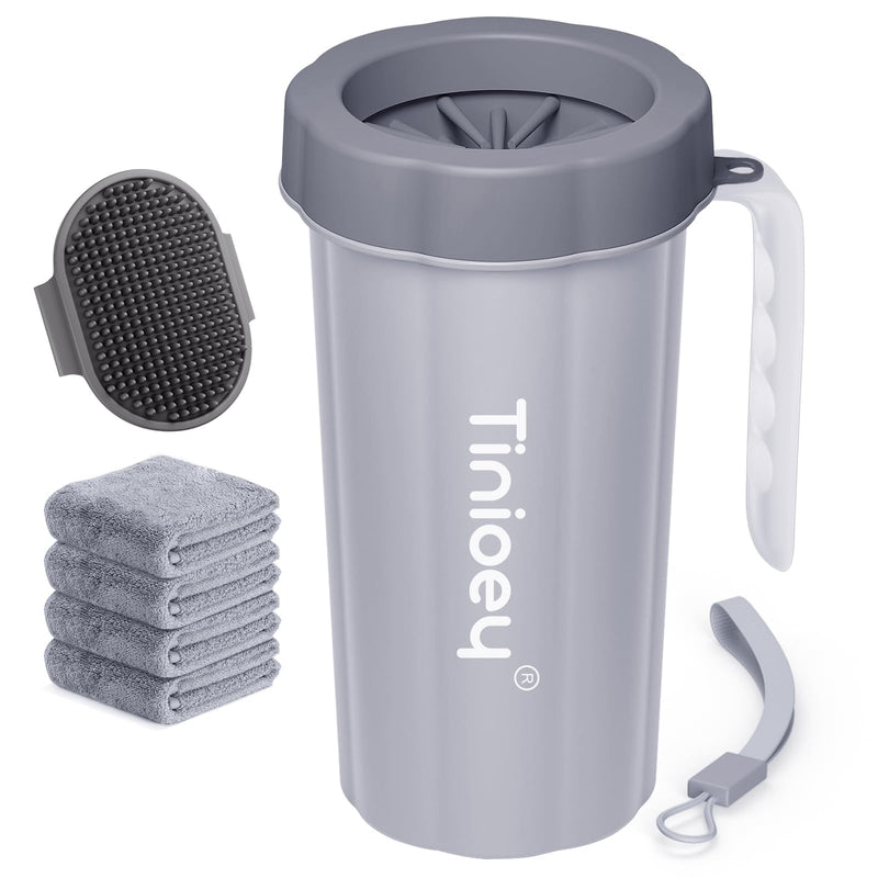 Paw Cleaner with Handle for Large Dogs - Effectively Cleans Muddy Paws and Feet for Dogs & Pets (Gray) Large with Handle Gray - BeesActive Australia