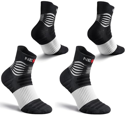 NEENCA Professional Compression Socks for Women Men Circulation, 20-30 mmHg Black White - 2 Pairs Large