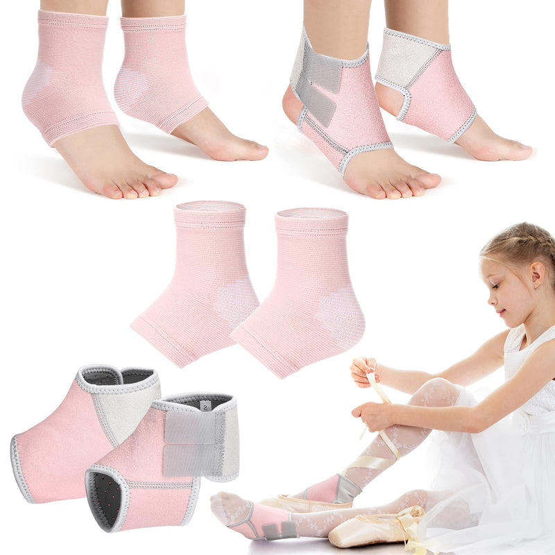 Tarpop 2 Pairs Kids Ankle Brace Set Foot Support Stabilizer Wraps Protector Guard Knitted Ankle Sleeve Sock Support Compression Socks for Injury Prevention(Pale Pink,Medium) Pale Pink Small