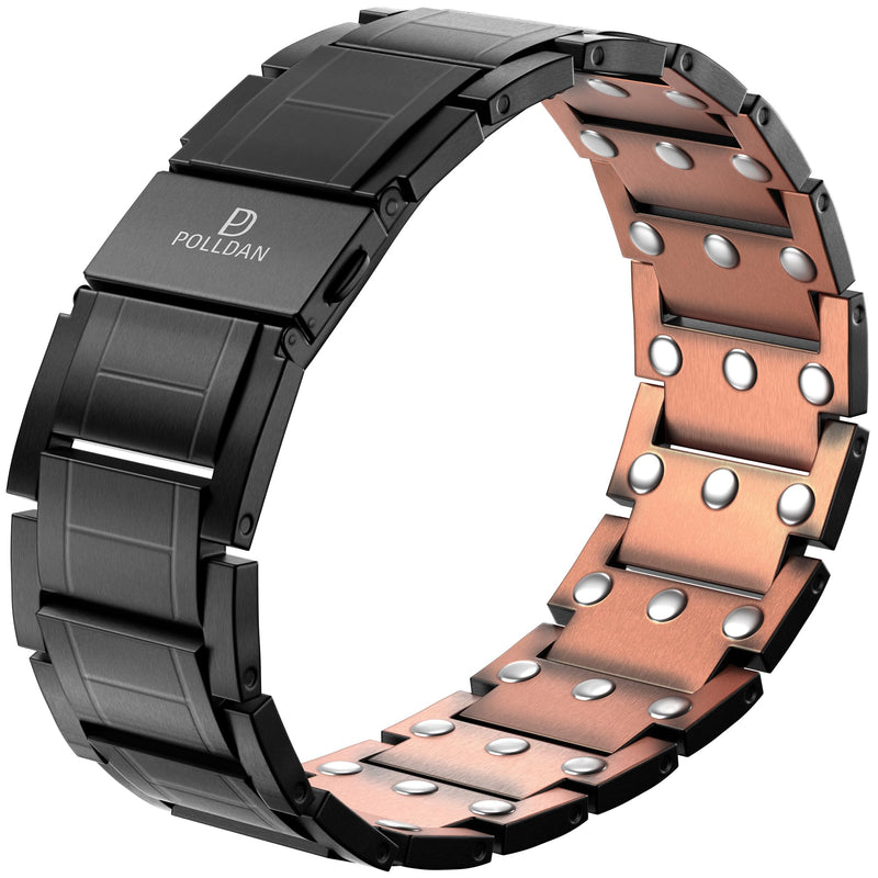 Copper Bracelet 6200 Gauss Power | Mens Bracelet 99.99% Pure Copper | Magnetic Bracelets for Men with Adjustable Fit & Sizing Tool | Stylish Men's Jewelry | Magnet Gifts for Him (3X Power Black Copper) 3X Power Black Copper