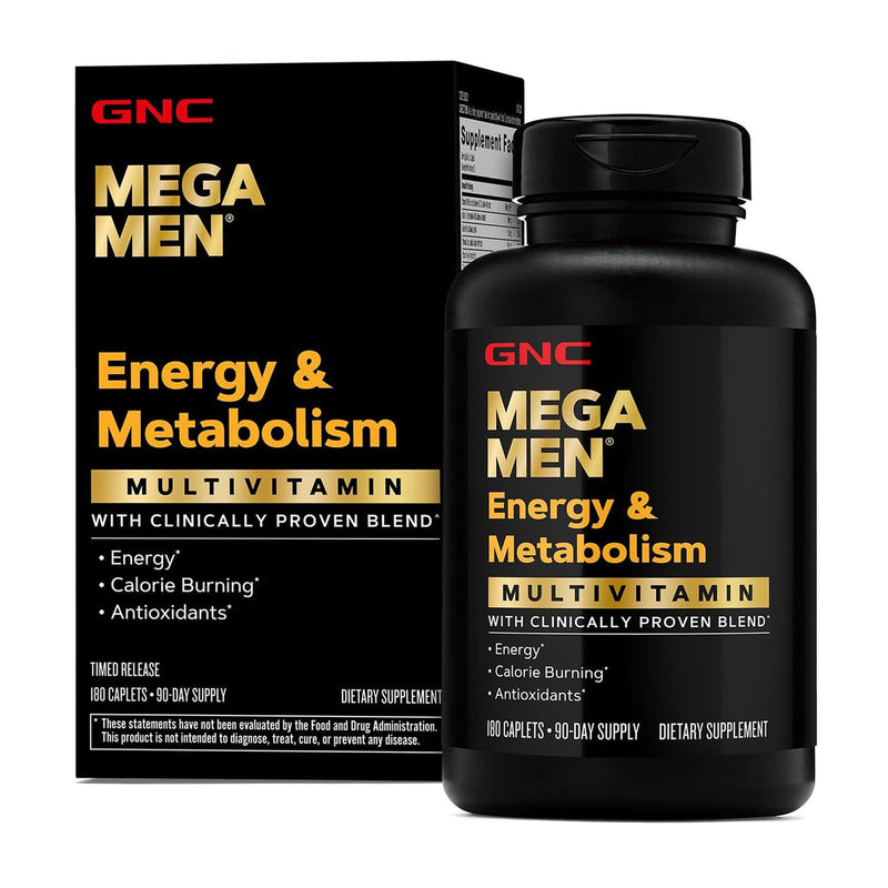 GNC Mega Men Energy & Metabolism Multivitamin for Men | Antioxidants and Increased Calorie Burning | 180 Count | Clinically Studied Antioxidants Support Energy Production, Colon and Prostate Health, Calorie Burning, and Mental Sharpness