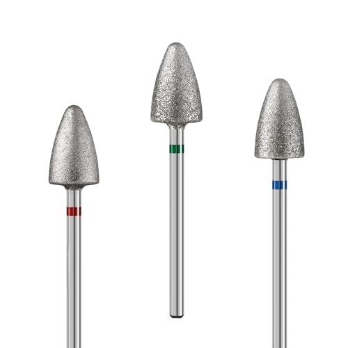MelodySusie 3Pcs 8mm Diamond Pedicure Cone Nail Drill Bits Set Tool 3PCS 8.0MM Cone Shape Silver