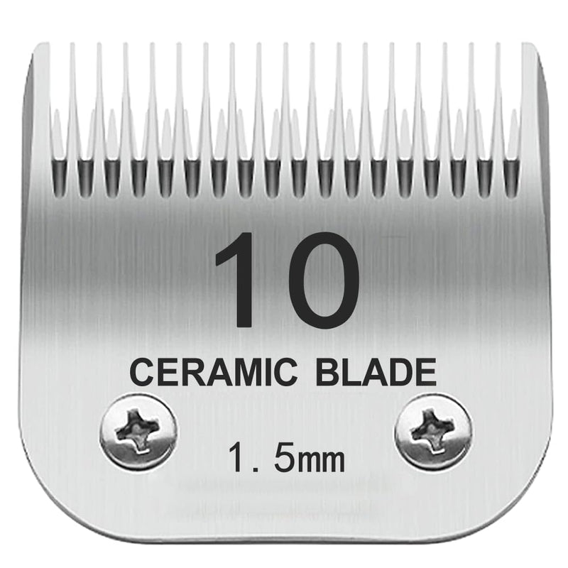 10# Pet Dog Grooming Detachable Blades, Compatible with Andis Size-10# Cut Length 1/16"(1.5mm), Most A5,KM Series Clippers,Made of Ceramic Blade & Stainless Steel Blade(Silver) 10# 1.5mm - BeesActive Australia