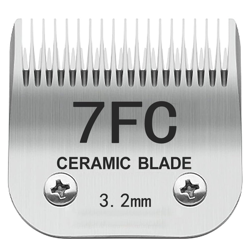 7FC Pet Dog Grooming Detachable Blades, Compatible with Andis Size-7FC Cut Length 1/8"(3.2mm), Most A5, KM Series Clippers,Made of Ceramic Blade & Stainless Steel Blade(Silver) - BeesActive Australia