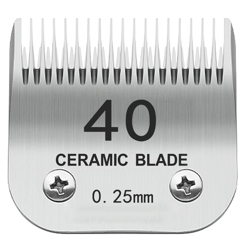 40# Pet Dog Grooming Detachable Blades, Compatible with Andis Size-7FC Cut Length 1/100"(0.25mm), Most A5,KM Series Clippers,Made of Ceramic Blade & Stainless Steel Blade(Silver) 40# 0.25mm - BeesActive Australia