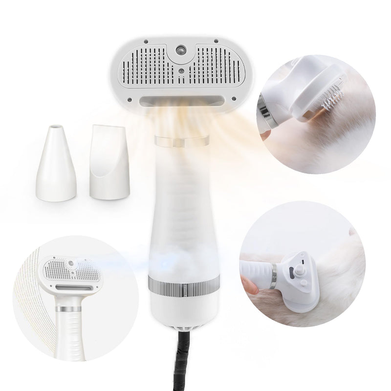 3 in 1 Pet Hair Dryer with Slicker Brush & Steam Spray, Self-Cleaning Wet Pet Grooming Brush with USB Rechargeable for Dogs/Cats Shedding, Cleaning, Grooming Home & Travel - BeesActive Australia