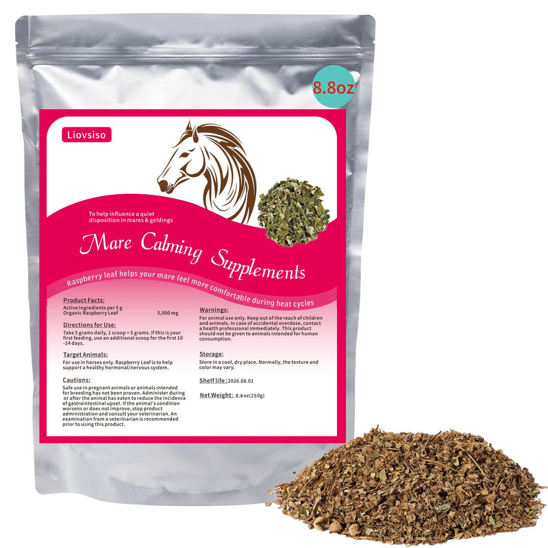 8.8 oz Horse Calming Supplement - Natural Raspberry Leaf Eases Anxiety and Discomfort in Moody Mares, Calms During Heat Cycles - Suitable for Geldings Too 8.8 OZ - BeesActive Australia