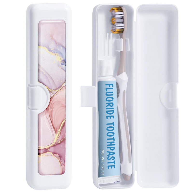 Toothbrush Travel Case, Convenient Colorful Pattern Travel Toothbrush Case and Travel Toothbrush Holder, Toothbrush Covers and Toothbrush Holders Travel ，Travel Tongue Scraper Case Pink Marble Small - BeesActive Australia