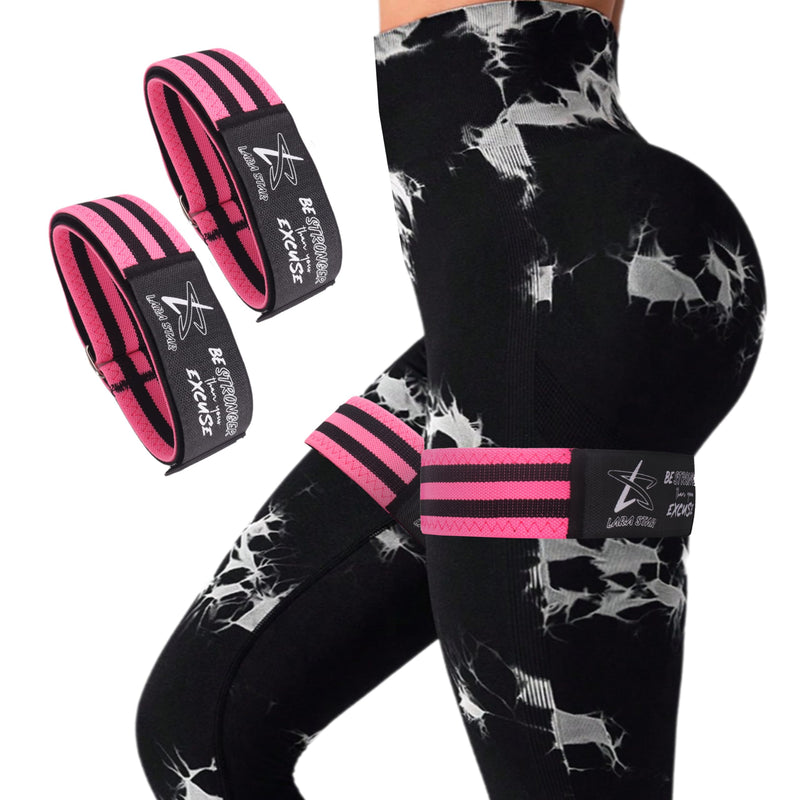 BFR Occlusion Bands for Women Glutes,Blood Flow Restriction Bands for Legs, Butt & Hip Building, Workouts, Best Fabric Resistance Bands for Squat Butt & Thigh Black&Pink - BeesActive Australia
