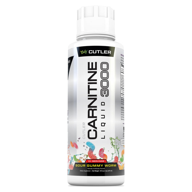 Cutler Nutrition Liquid L-Carnitine Fat Burner with Acetyl L-Carnitine | Sour Gummy Worm, 16 fl oz | Triple-Form Liquid with L-Carnitine Tartrate for Energy, Metabolism, Recovery and Workout Support 16 Fl Oz (Pack of 1)