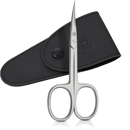 marQus Curved Cuticle Scissors – Precision Stainless Steel for Manicure & Pedicure, Eyebrow & Eyelash Grooming, Extra Sharp with Premium Storage Case Black Cuticle