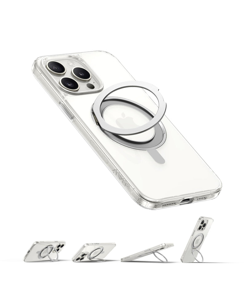 Anker Ultra Magnetic for iPhone 15 Pro Max Case with Sturdy 360° Ring Stand, Military-Grade Shockproof iPhone 15 Pro Max Kickstand Compatible with MagSafe(Clear) Clear - BeesActive Australia