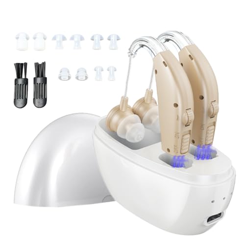 Severe Hearing Loss Hearing Amplifier,Portable Noise Cancelling Hearing Aids for Seniors Rechargeable,Physical Adjustment Buttons,Up to 30 Hours