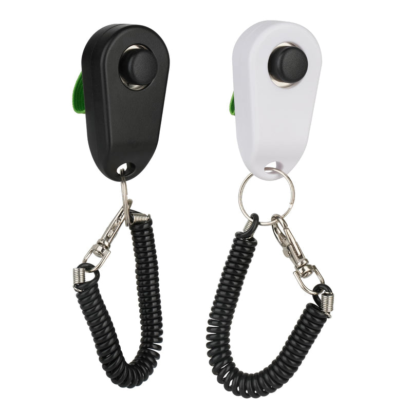Dog Training Clicker with Finger Ring and Wrist Strap 2 Pack (Black & White) - Versatile Puppy Trainer & Pet Behavior Aid - BeesActive Australia