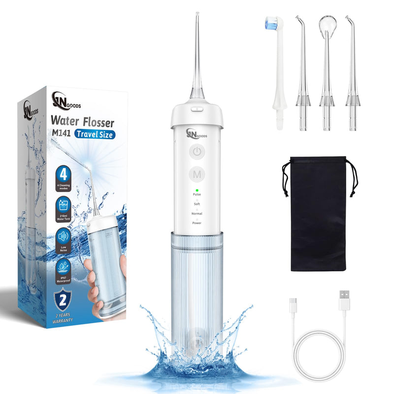 Mini Cordless Portable Water Flosser Oral Irrigator Water Teeth Cleaner Pick, Telescopic Water Tank, 4 Modes & IPX7 Waterproof, Home & Travel Water Flossers for Teeth, Braces Bridges Care. Blue