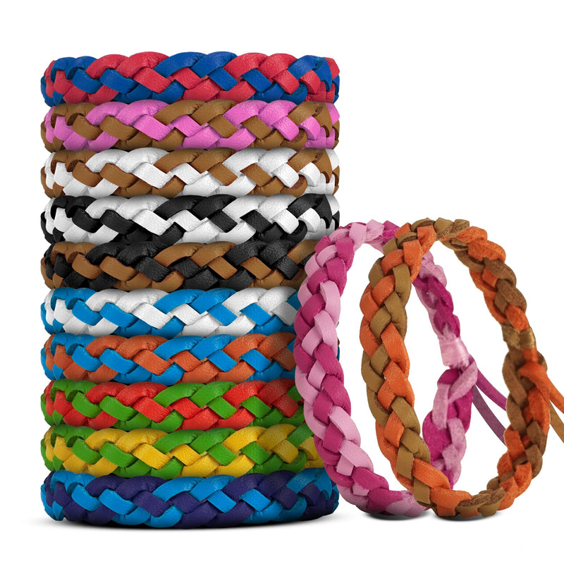 12 Pack Mosquito Repellent Bracelets, DEET-Free, Individually Wrapped PU Leather Insect & Bug Repellent Wrist Bands for Kids & Adults - BeesActive Australia