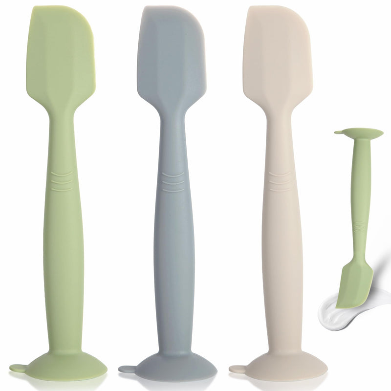 Baby Diaper Cream Spatula 3 Pack Diaper Spatulas Soft Silicone Diaper Cream Applicator Baby Butt Paste Spatula Brush with Suction Base,Full Size(Gray+Off-white+Green Gray+Off-white+Green - BeesActive Australia