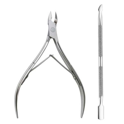 Cuticle Trimmer with Pusher & Cutter Set, 2 Piece Cuticle Trimmer 2-Piece Set