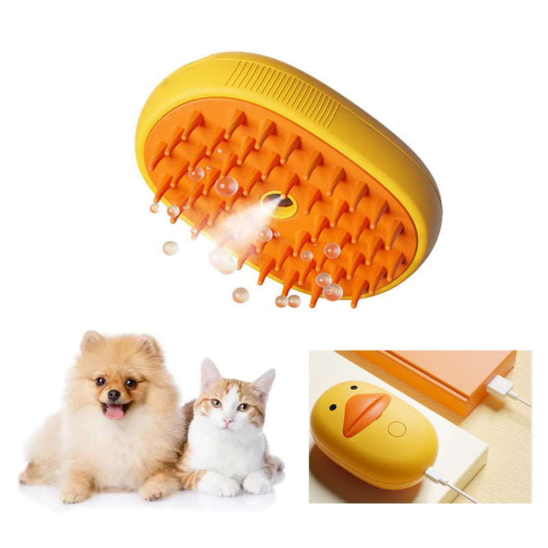 Cat Steam Brush - 3 In1 Steamy Cat Brush for Shedding, Cat Steamer Brush for Massage, Multifunctional Cat Grooming Brush, Pet Hair Removal Tool Comb for Cats and Dogs (FCYELLOW) FCYELLOW - BeesActive Australia