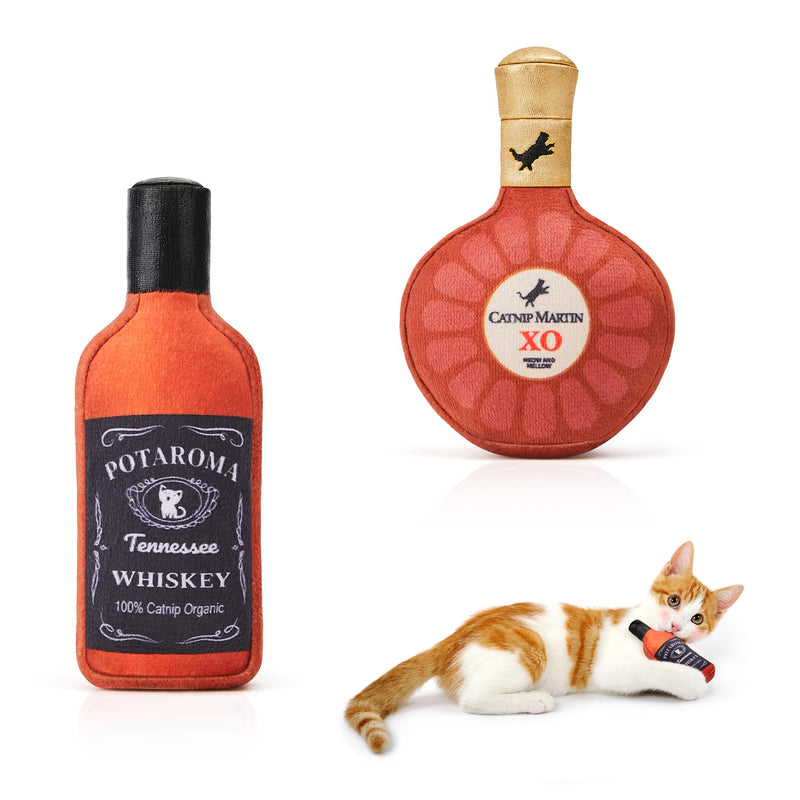 Potaroma Liquor-Simulation Cat Toys 2Pcs Catnip Crinkly Sound Toy, Durable Kitten Bite Kicker Toys, Indoor Feline Exercise 4.5 Inches for All Breeds - BeesActive Australia