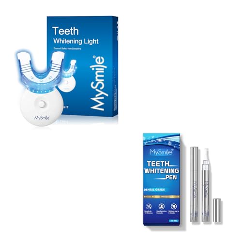MySmile Teeth Whitening LED Light with Pen Mint Gel Enamel Safety 8ML 30+ Whitening Treatments Fast Remove 20 Years of Stains Whitening Tooth Care Oral Bright Smile Alternative Teeth Whitening Strips