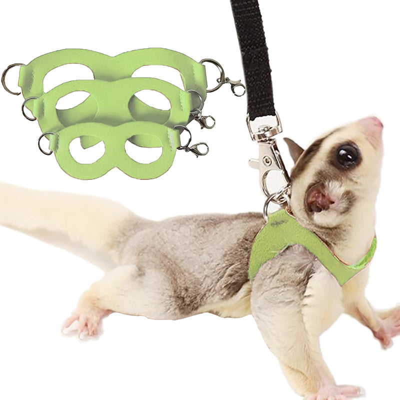 3 Pack Sugar Glider Harness and Leash Set Small Animal Training Walking Vest for Squirrel Hamster Rat-Green Green - BeesActive Australia