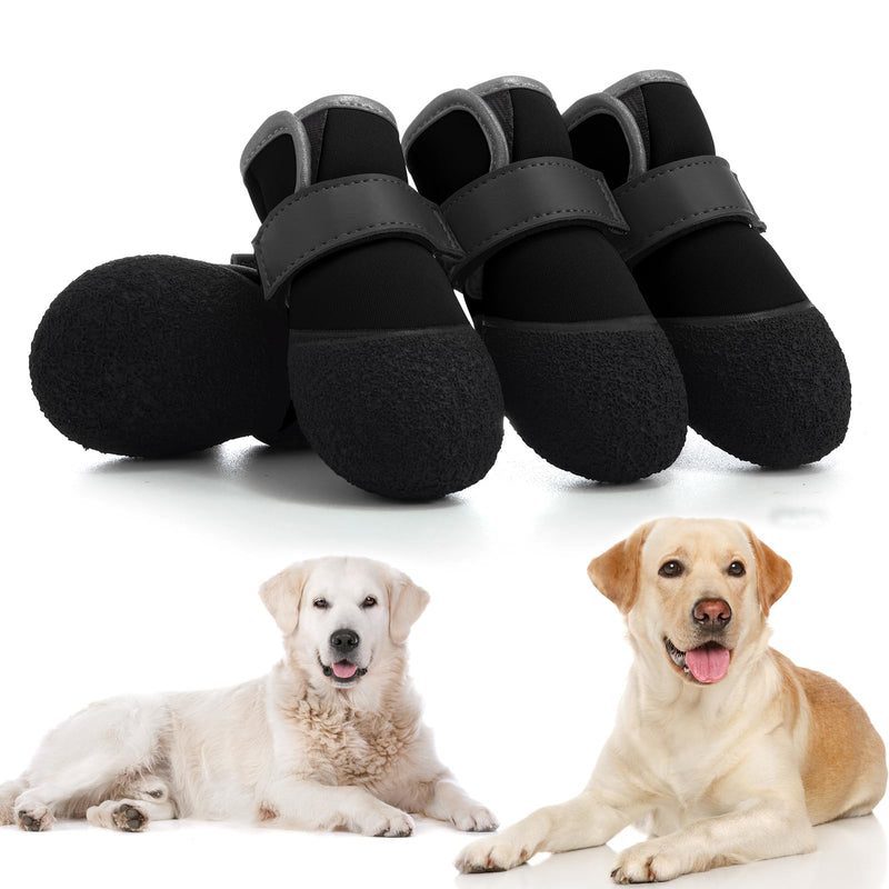 Dog Shoes, Outdoor Dog Boots Non-Slip Waterproof Dog Booties for Medium to Large Dogs 4Pcs for Winter Snowy Day, Summer Hot Pavement with Rugged Sole Black Size 5:（2.51''x2.36'')(L*W) for 41-60lbs - BeesActive Australia