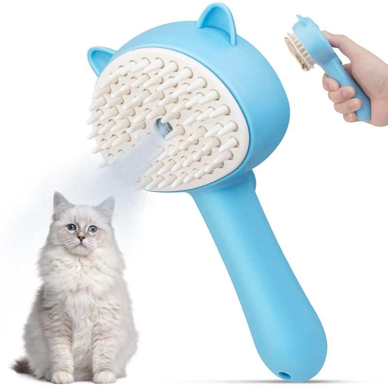 Cat Steam Brush 3 in 1 Pet Hair Grooming Tool Supply for Shedding With Soft Silicone Bristle Release Button for Short Hair Cats & Dogs Hair Removal - BeesActive Australia