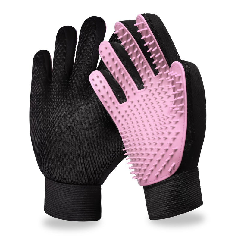 LIONROGE Cat Grooming Glove Brush,Self-Cleaning Slicker Pet Brush for Short and Long Haired Pets,Dog Bath Brush for Shedding and Grooming,Removes Loose Hair and Tangles,Promote Circulation Glove-Pink - BeesActive Australia