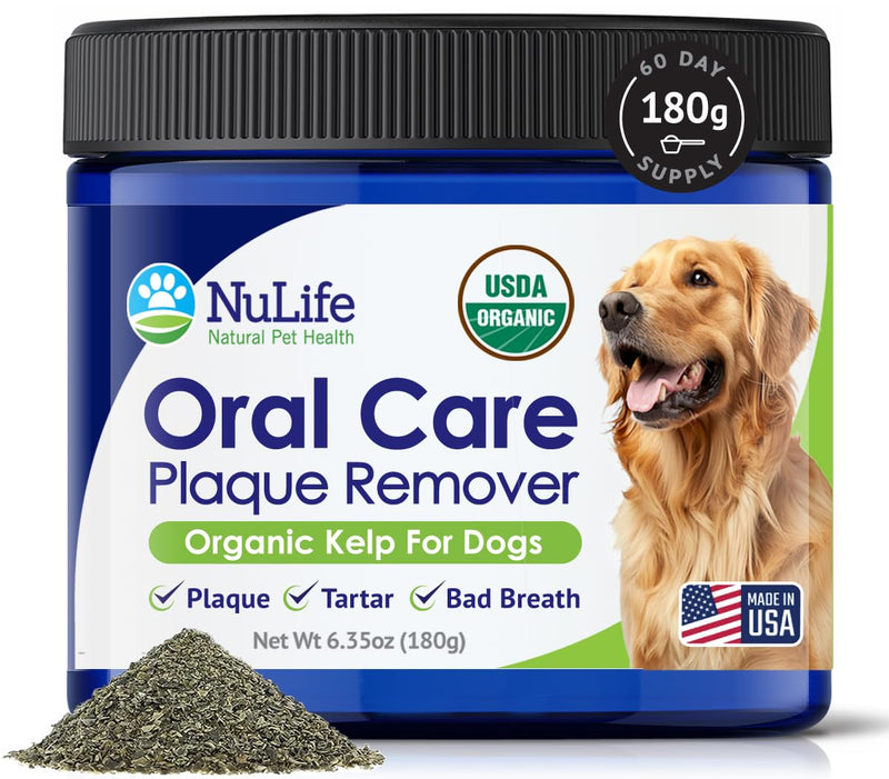 Dog Teeth Cleaning Powder, Dog Plaque and Tartar Remover, Bad Breath Treatment for Dogs with USDA Organic Sea Kelp Powder, Dog Dental Care Made Easy, for All Ages, 6oz - PawsPlanet Australia