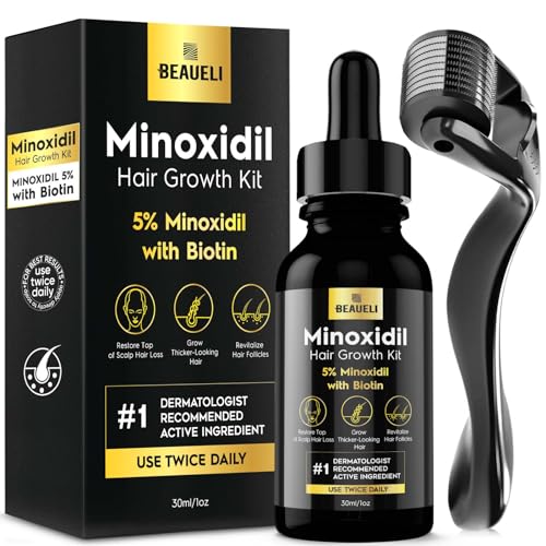 Beaueli Minoxidil Beard Growth Kit For Men and Women, Hair Loss and Hair Regrowth Treatments, Minoxidil 5%, Black 1 Count (Pack of 1)