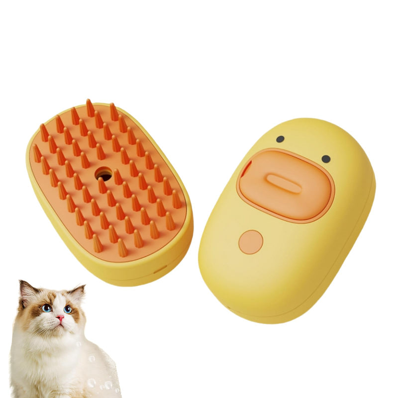 Cat Steam Brush, Dog Steam Brush,Silicone Steam Pet Brush, For Dogs, Cats Massage, Cleaning and removal of loose hair,Pet Hair Brush Grooming Tool, yellow - BeesActive Australia