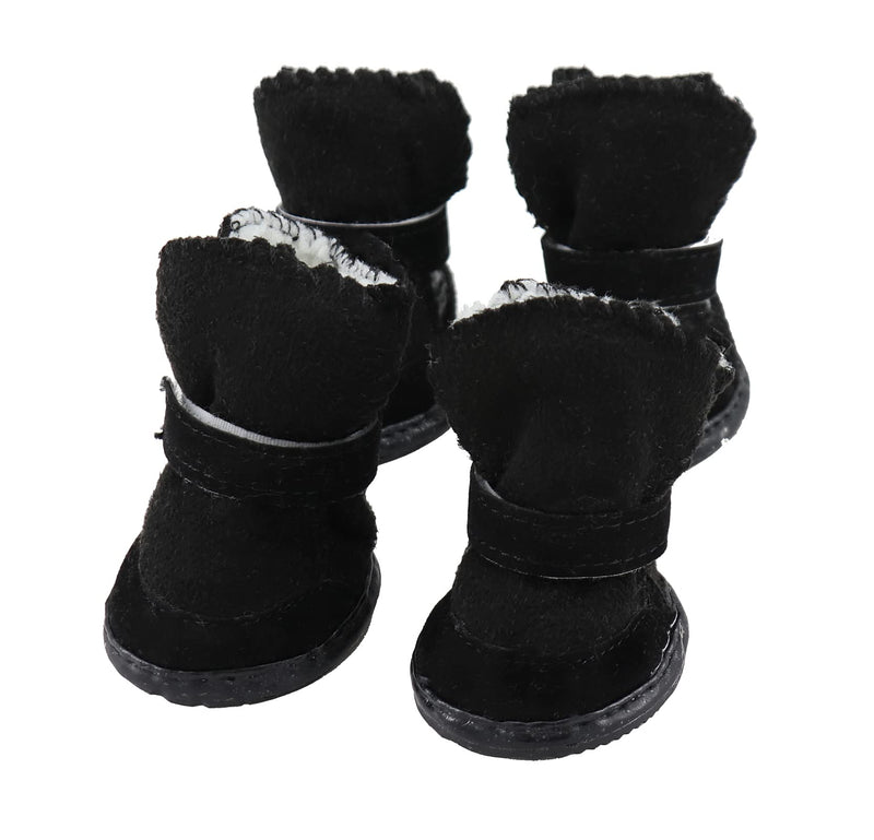 GabeFish Puppy Cute Cozy Warm Anti Slip Winter Boots for Small Medium Dogs Pets Cats Thicken Fleece Snow Shoes Black Large Label: 4 - BeesActive Australia